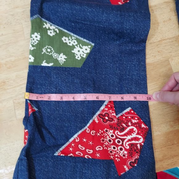 VINTAGE 1960'S/70'S PATTERNED BELL BOTTOM OVERALLS SIZE S~MINOR DAMAGE ON STRAP - Picture 12 of 12